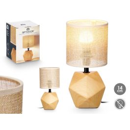 Giftdecor Lámpara de Sobremesa Prisma Efecto Madera Marrón 14x19x14 cm E27 60W max (12 Unidades)