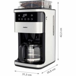 Cafetera Digital de Filtro con Molinillo - MEDION - 1000W - 1.5L - Plata