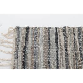 DKD Home Decor Alfombra Daman Estilo Indio Gris 240x60x1 cm, Piel, Algodón y Poliéster 1600 gsm con Flecos - 2 Unidades