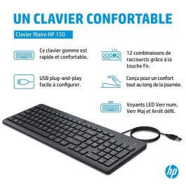 HP 150 Teclado con Cable USB Plug and Play Cómodo para Escritorio HP 150 Teclado con Cable USB Plug and Play Cómodo para Escritorio