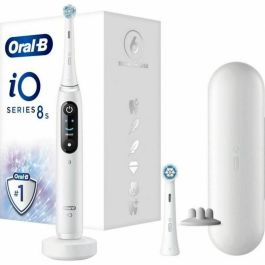 Oral-B iO 8S Cepillo Dental Vibratorio Adulto, 6 Modos (Limpieza, Sensible, Blanqueador), 2 Cabezales, Blanco