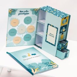 Domiva Caja del Tesoro para Recuerdos de Bebé con Libro de Nacimiento Zanimo, Diario Ilustrado, Árbol Genealógico, Bolsas y 5 Cajones Domiva Caja del Tesoro para Recuerdos de Bebé con Libro de Nacimiento Zanimo, Diario Ilustrado, Árbol Genealógico, Bolsas y 5 Cajones