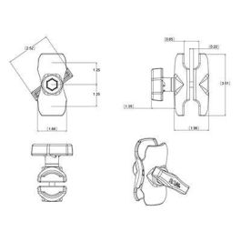 RAM Mounts RAM-201U-B - Brazo de Doble Socket Corto para Bases de Bola de 1.5" - Ajuste Infinito para Ángulos de Visión Perfectos