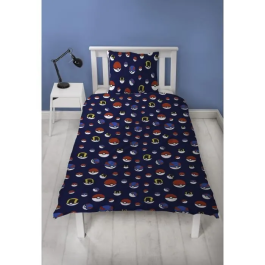 Pokemon POK3700891712163 Juego de Cama Reversible Starter y Poké-ball Microfibra 140x200cm + Funda Almohada 63x63cm