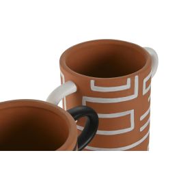 DKD Home Decor Jarron Terracota Negro Blanco con Asas 19 x 23.7 x 10.6 cm (6 Unidades)