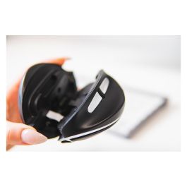 BakkerElkhuizen Oyster - Ratón Vertical Ergonómico para Oficina, Ambidiestro, Láser 1200 DPI, 5 Botones, Inclinación Ajustable, Plug and Play, USB Negro/Plata