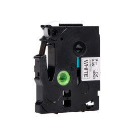 Q-connect Cinta TZE-221 Blanco-Negro 9mm Longitud 8mt