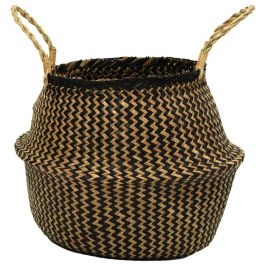 Home Deco Factory Juego De 3 Cestas Thai De Junco Bicolor Con Asas Grande: D.38 Cm; Mediana: D.32 Cm; Pequeña: D.20 Cm