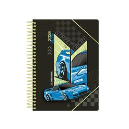 Agenda Escolar Liderpapel 25-26 Espiral Cars Azul Dia Pagina A5 Bilingüe Papel Fsc 80 gr
