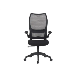 Q-connect Silla de Oficina Ergonómica Catania con Respaldo de Malla, Reposabrazos Abatibles y Ruedas Premium, Altura Máx 1230mm, Color Negro