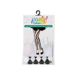 Pantys Blanco Y Negro Rayado Adulto para Mimo, Villana, Arlequín, Circo, Halloween, Carnaval, Teatro