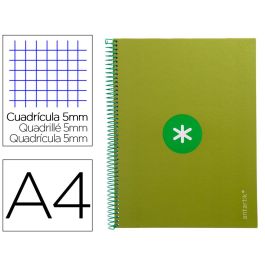 Cuaderno Espiral A4 Micro Antartik Tapa Forrada 80H 90 gr Cuadro 5 mm 1 Banda 4 Taladros Verde