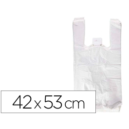 Blanca Bolsa Camiseta 70% Reciclado Blanca 50 mc 42x53 cm Plástico Apta Legislación Bolsas 2022 Precio: 13.50000025. SKU: B19YG2L8Y5