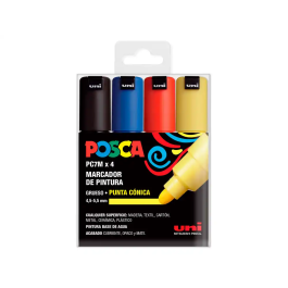 Posca Marcador Pc-7M-4C No Permanente Punta Biselada 4.5-5.5 mm Colores Surtidos Basic Estuche 4 Unidades Precio: 14.95000012. SKU: S8418991