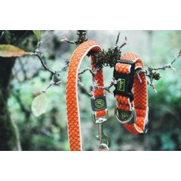 Hunter Collar Hilo Vario Basic M Naranja para Perro Cuello 33-50cm, Transpirable, Ligero y Refrescante con Material Reflectante para Seguridad