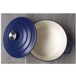 GSW Blue Magic Olla de Hierro Fundido Ø 20 cm Azul. Compatible con Inducción, Todas las Cocinas y Horno hasta 240°C. Interior Esmaltado Blanco