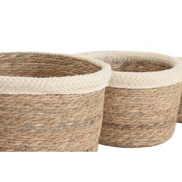 DKD Home Decor Cesta de Almacenaje Crema Natural 31x20x31 cm (Set 4 Unidades) Fibra Algodón Decoración Hogar