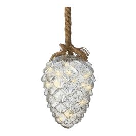 Lumineo Piña Microled ø15x21cm 15 Leds Luz Fija Blanco Cálido Interior Yute 100cm Cable Temporizador 6h