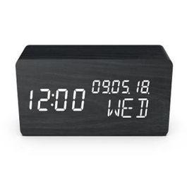 Evoom Despertador Multifunción 4 en 1 Reloj Termómetro Calendario Madera Negro Activación Sonido Táctil Pantalla Invisible Brillo Ajustable Evoom Despertador Multifunción 4 en 1 Reloj Termómetro Calendario Madera Negro Activación Sonido Táctil Pantalla Invisible Brillo Ajustable