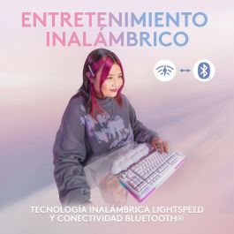 Logitech G G715 Teclado Mecánico Inalámbrico Gaming 87 Teclas QWERTY Español Switches Lineales LIGHTSYNC Blanco con Reposamuñecas