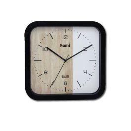 SAMI Reloj de Pared Cuadrado Negro con Esfera en Madera y Blanco - Decorativo Precio: 13.8908. SKU: B14G8F7PSL