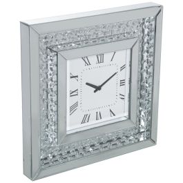 Reloj de Pared Alexandra House Living Plateado Cristal Brillantes 40 x 40 x 4 cm