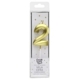 Party Time Vela Aniversario Cifra 2 Oro - 13 cm