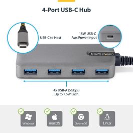 Hub USB Startech 5G4AC-USB-C-HUB Gris