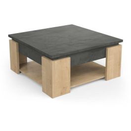 Mesa de centro cuadrada AUSTIN - Decoración roble Hamilton y Sidewalk - L 80 x P 80 x H 37,2 cm - DEMEYERE Precio: 146.5899996. SKU: B16P22RB7G