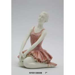 DKD Home Decor Figura Romántica de Resina Bailarina Rosa y Blanca 11x17x16 cm (2 Unidades)