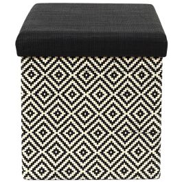 Home Deco Factory Mirage Caja-Puf Plegable Trenzado Negro con Tapa 38x38 cm
