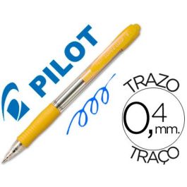 Boligrafo Pilot Super Grip Amarillo Retractil Sujecion De Caucho Tinta Base De Aceite 12 unidades