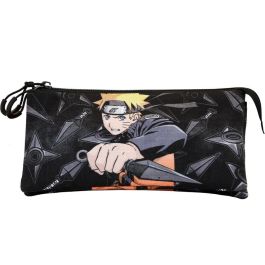 KARACTERMANIA Portatodo triple Uzumaki Naruto Shippuden, estuche rectangular 3 compartimentos, repelente a líquidos, material reciclado