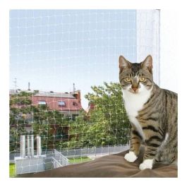 Trixie Red de Protección para Gatos Transparente 8x3m, Malla 3x3 cm, Anti-mordiscos, Resistente UV, Interior y Exterior, Apta para Gatos Pequeños.