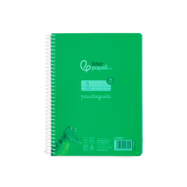 Liderpapel Cuaderno espiral A5 Pautaguía 80 hojas 90gr Cuadro Pautado 4mm con Margen Color Verde Tapa Plástico