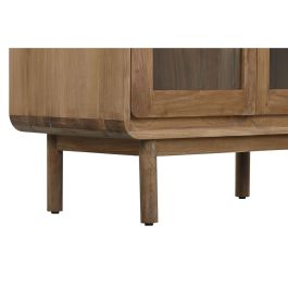 DKD Home Decor Vitrina Balines de Teca y Cristal Natural, 80x45x190 cm (Ancho x Fondo x Alto), 2 Puertas, 2 Cajones, 3 Estanterías, Desmontable