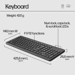 HP 330 Set de Teclado y Ratón Inalámbrico Ergonómico y Preciso con Teclado Numérico - Diseño Alemán