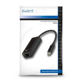 Ewent EW9828 Adaptador de Red Ethernet USB Tipo C 3.2 Gen 1 5000 Mbit/s para Portátil Negro