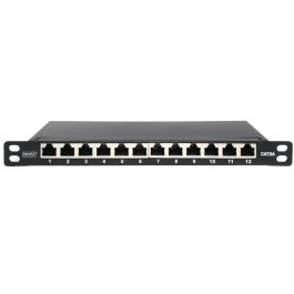 Digitus Panel de Parcheo Cat.6A Slim, Apantallado, 12 Puertos, 0.5U, 10" Negro