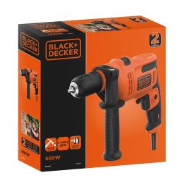 Black+Decker Taladro percutor 500W BEH200-QS - 2900rpm, 13mm portabrocas, hasta 20mm madera, 13mm acero/hormigón