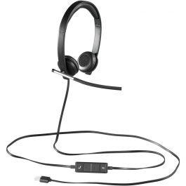 Logitech Auriculares con Micrófono H650E, Cancelación de Ruido, Compatibles con Skype, USB