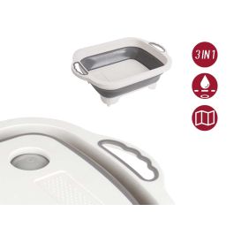 Tabla de cortar plegable con colador Kinvara 29.8x5x40 cm, plástico PP y TPR, colores blanco y gris (12 Unidades)