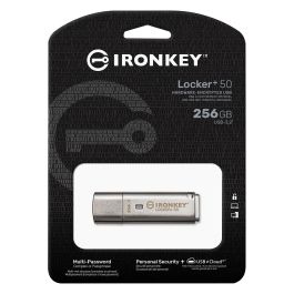 Kingston IronKey 256GB USB 3.2 Gen 1, 145 MB/s Lectura, Encriptación AES 256-bit, Plata