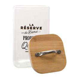Cook Concept Tarro de Conservación Bistrot de Vidrio Borosilicato con Tapa de Bambú Cuadrado 1 L