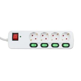 Regleta Enchufes 4 Tomas sin Interruptor TM Electron TMUAD554 Blanco 3680 W (1,5 m)
