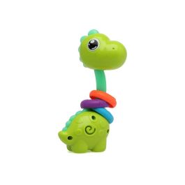 KioKids Mordedor Musical Dinosaurio Multicolor para Bebés con Sonajero, Gira 360º, Plástico Verde, Alivia Dentición +3 Meses
