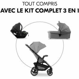 Hauck HAU1731474471948 Set de Viaje 3 en 1 Shop N Care Trio - Cochecito, Capazo, Silla de Auto, Adaptadores - 4 Ruedas - Gris