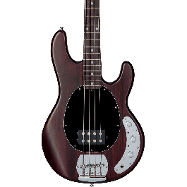 Sterling Stingray Ray4 M/R Bajo Eléctrico, Walnut Satin, Preamplificador 2 Bandas EQ y Pastilla Cerámica Humbucker de bajo ruido