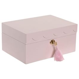 DKD Home Decor Joyero Romantico Rosa Madera Espejo Musical 21x15x10 cm