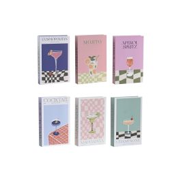 DKD Home Decor Caja Libro Decorativa de Cartón Tema Cocktails Multicolor Surtido 4.2x26.5x17 cm (Pack 6 Unidades)
